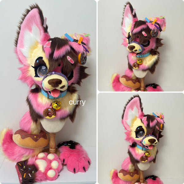 Donut Puppy Kemono Head Fursuit (Gift Handpaws+Tail)