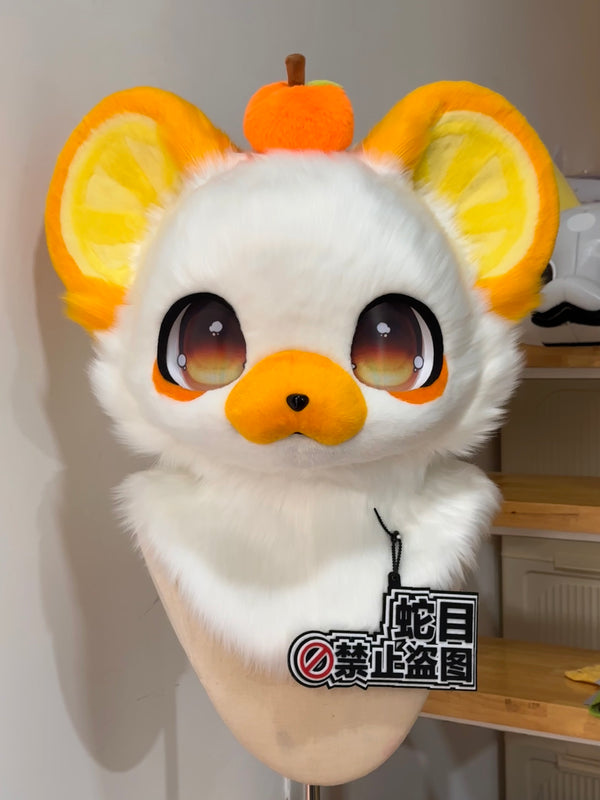 Orange Mouse Kemono Head Fursuit (Magnetic Hair+Headwear)