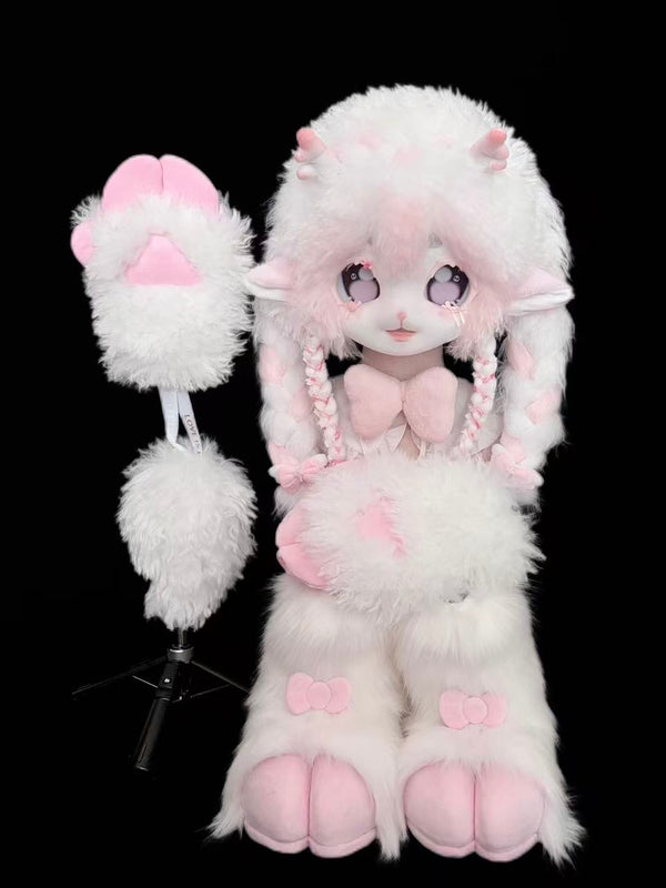 Pink Lamb Kig Heas Fursuits (Gift Feetpaws+Handpaws+Tail)