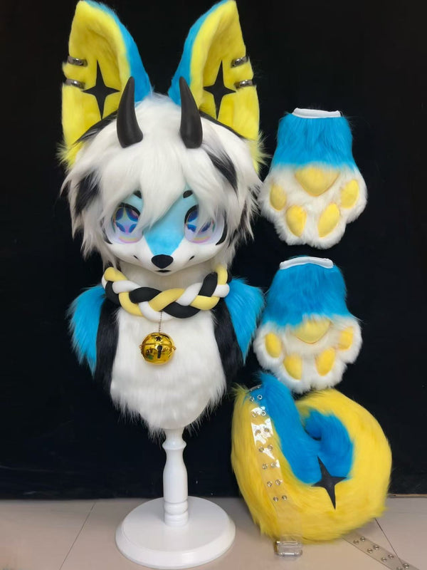 8-Bit Flash Puppy Kemono Head Fursuit (Gift Handpaws+Tail)