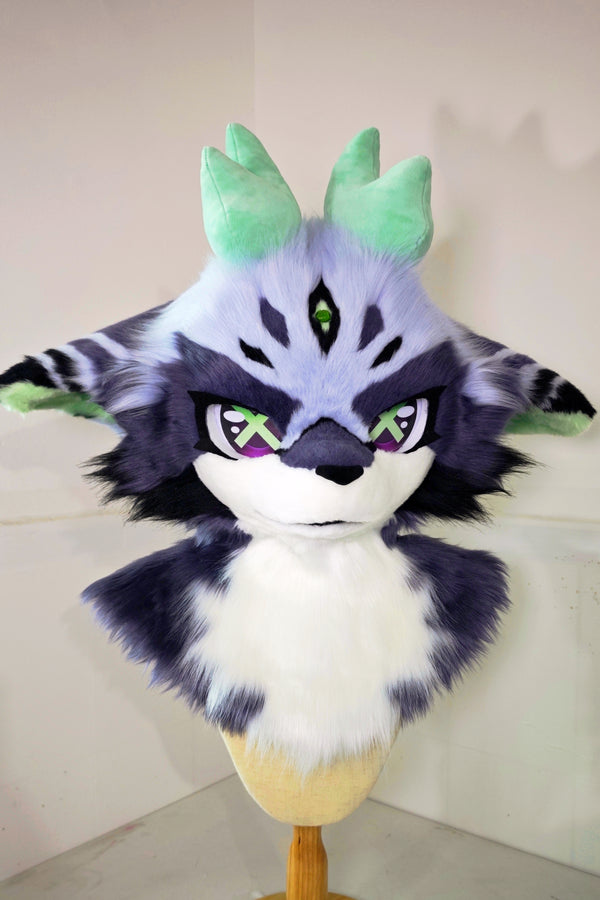 Three Eyes Dragon Kemono Head Fursuit (Gift Fan)