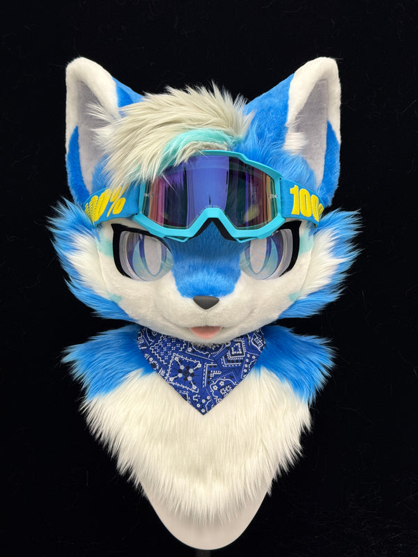 Blue Puppy Kemono Head Fursuit (Gift Handpaws+Goggles)