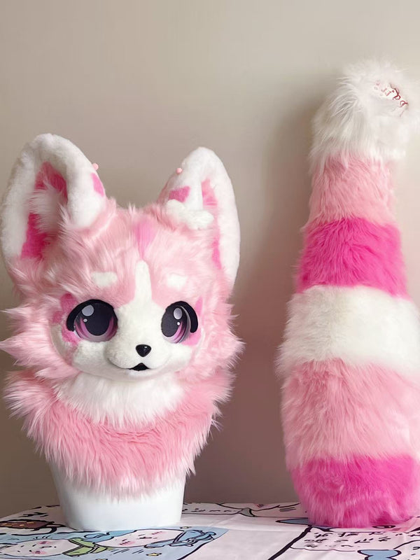 Pink Puppy Kemono Head Fursuit (Gift Tail)
