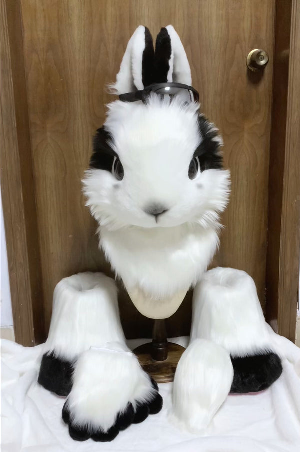 Black White Bunny Kemono Head Fursuit (Gift Feetpaws)