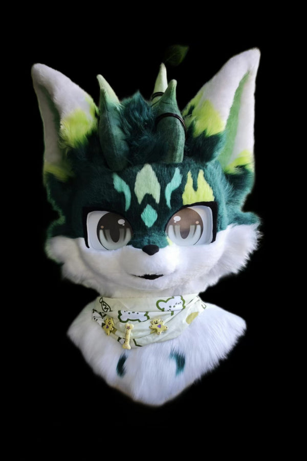 Green Dragon Kemono Head Fursuit (Gift Handpaws)