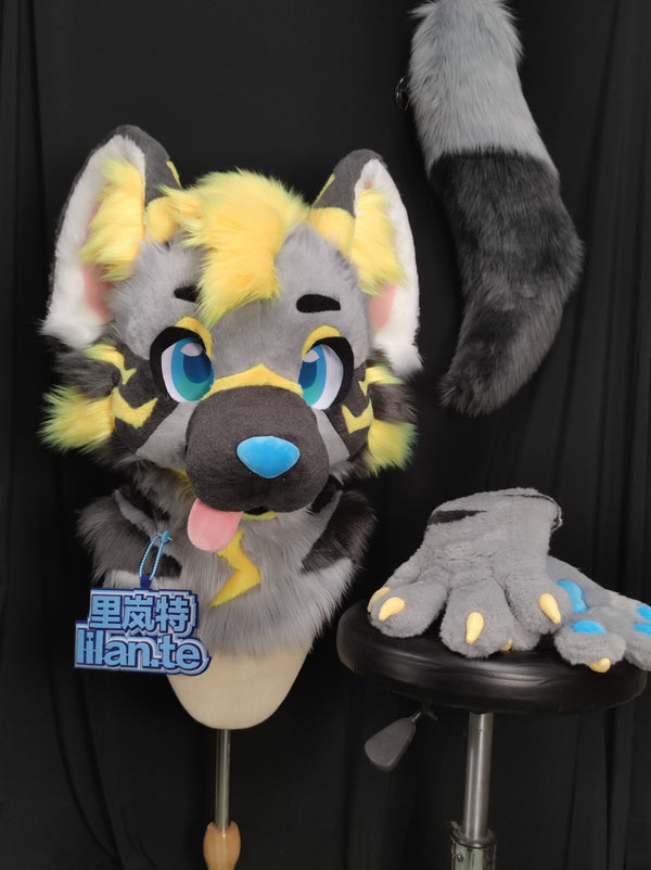 Flash Wolf Kemono Head Fursuit (Gift Handpaws+Tail)