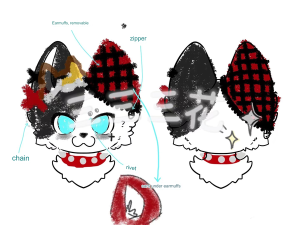 [Waiting for Adoption] - Studded Punk Kitten Kemono Fursuit Head